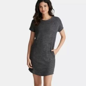 Me Undies Hacci Shift Tee Shirt Dress Sz L Short Sleeves Pockets Heathered Gray